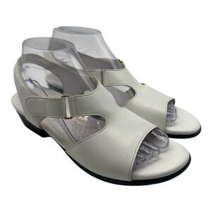 SAS Suntimer Sandals Women's Size 8.5 N NARROW White Leather‎ Heels Adjustable